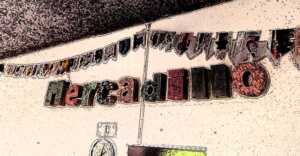 Dibujo de la decoración del mercadillo de Down Madrid 